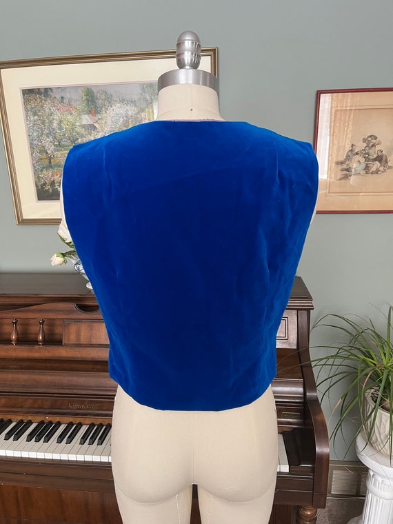 Handmade 1960s Royal Blue Velvet Vest - image 3