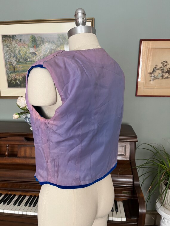 Handmade 1960s Royal Blue Velvet Vest - image 5