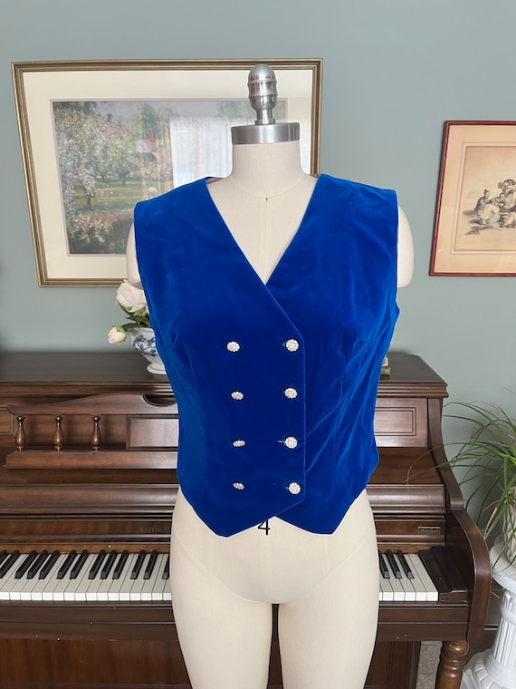 Handmade 1960s Royal Blue Velvet Vest - image 1