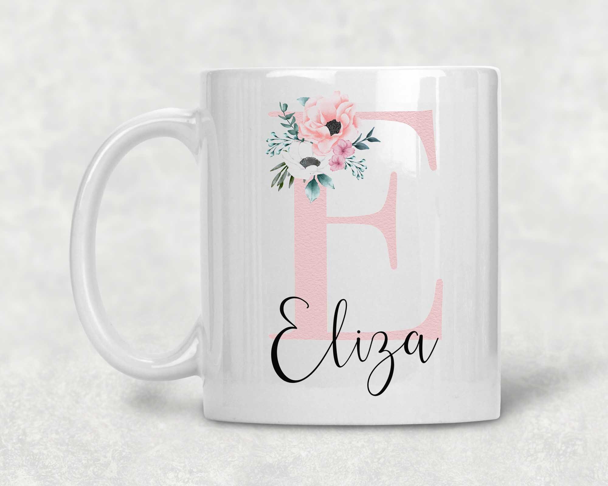 Large Pink Initial Ceramic Mug Birthday Christmas Gift - Etsy UK