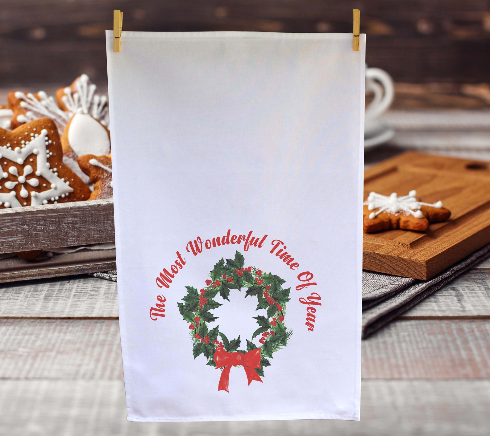 Christmas Tea towel Christmas Gift Personalised holly Etsy