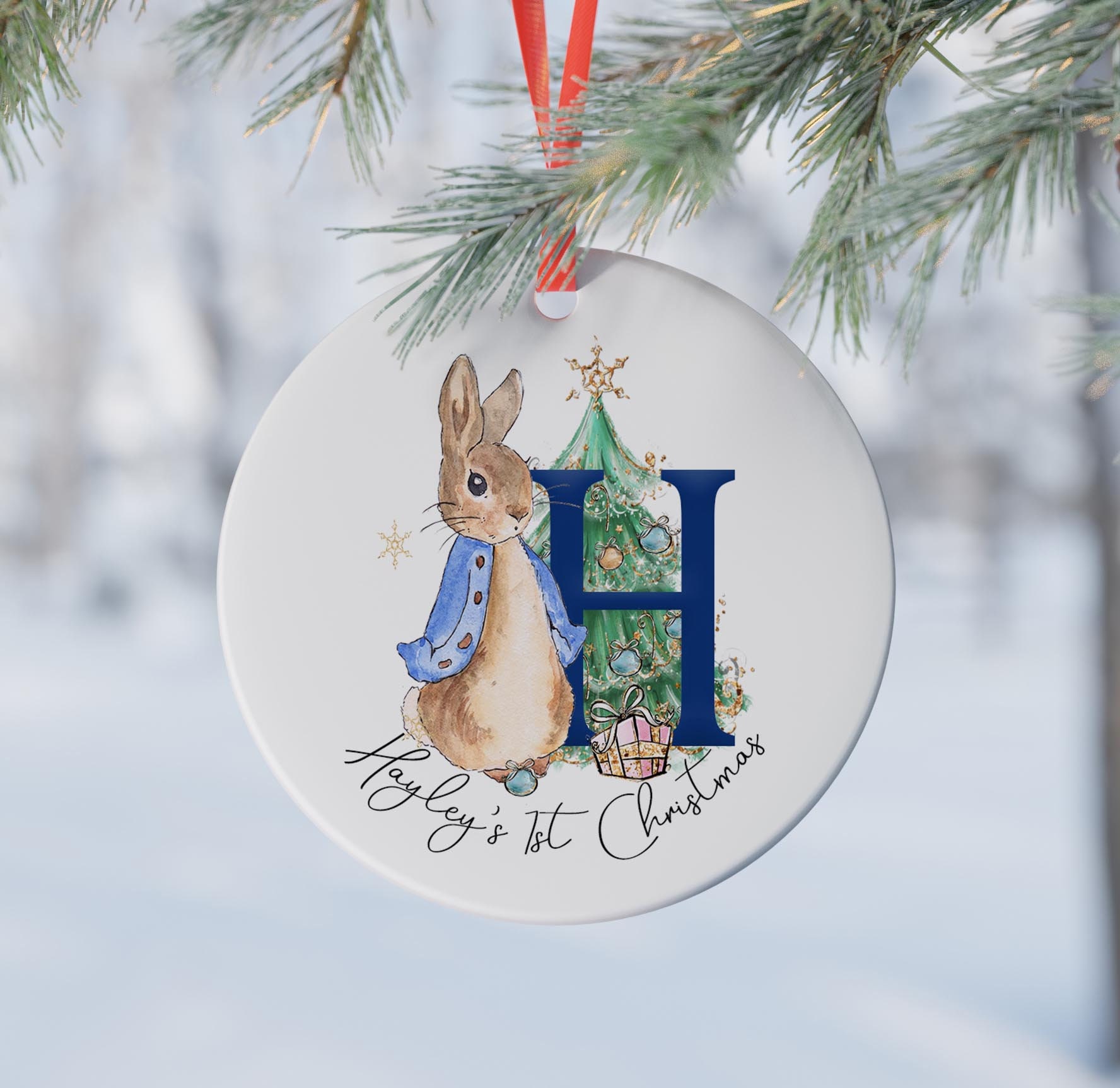Peter Rabbit 1st Christmas Ceramic Hanging Ornament Gift Etsy