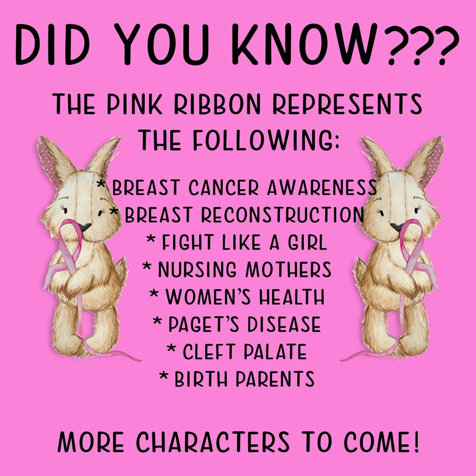 Pink ribbon Bunny Mascot Breast cancer cleft pallet Etsy