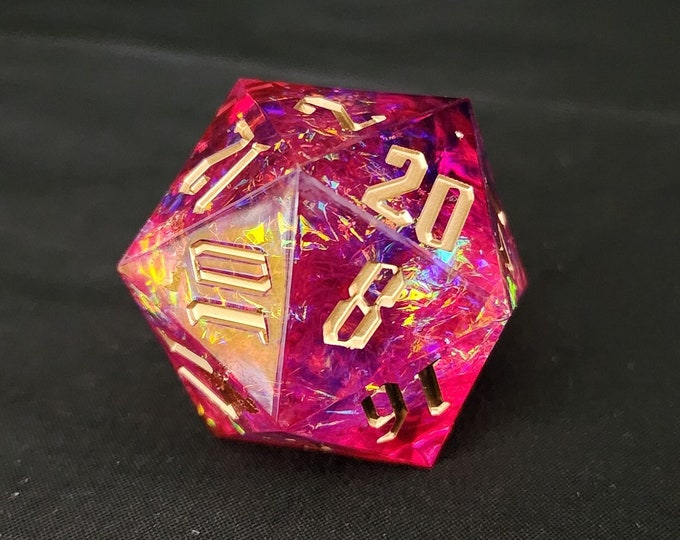 Rose Shard Handmade Sharp Edge 35mm Jumbo D20 for Pathfinder, Dungeons and Dragons, TTRPG's