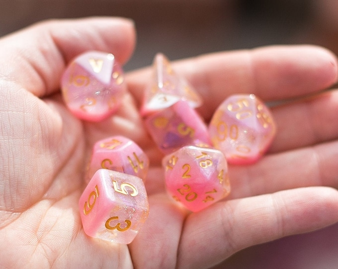 HANAMI pink Dnd dice set for Dungeons and Dragons, d20 Polyhedral dice set for Tabletop Role Playing Games