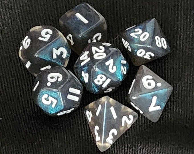 Ocean Blue Mini Dice - miniature Dnd dice set 4 Dungeons and DRagons, tiny cute small critical role dice