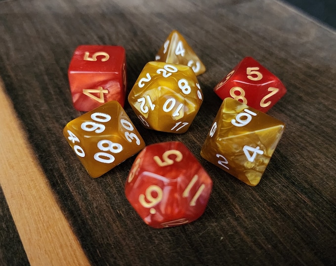 Gryffindor Mixed Dice Set for Dungeons and Dragons TTrpg, Polyhedral Dice Set for d20 Tabletop Gaming