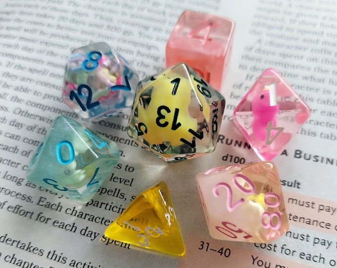 Easter Mix Set DnD Dice Set | Pink Yellow and Blue Mixed Polyhedral Set