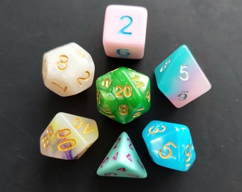 Solid Pastels Mix Set DnD Dice Set |  Light Pastel Multi-Colored Mixed Polyhedral Set