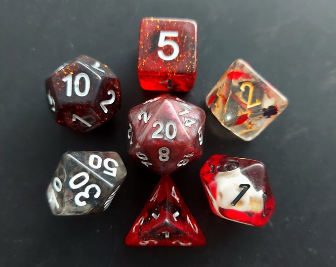 Saloon Mix Set DnD Dice Set | Red and Black Mixed Polyhedral Set