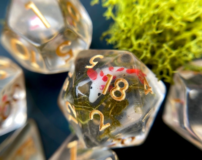 Koi Fish dice set, dnd dice set for tabletop gaming - Asian inspired Dungeons and Dragons dice - tabletop gaming dice set