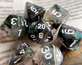 Fog Dnd dice set for Dungeons and Dragons d20, Polyhedral dice set for TTRPG dungeon master critical role gaming