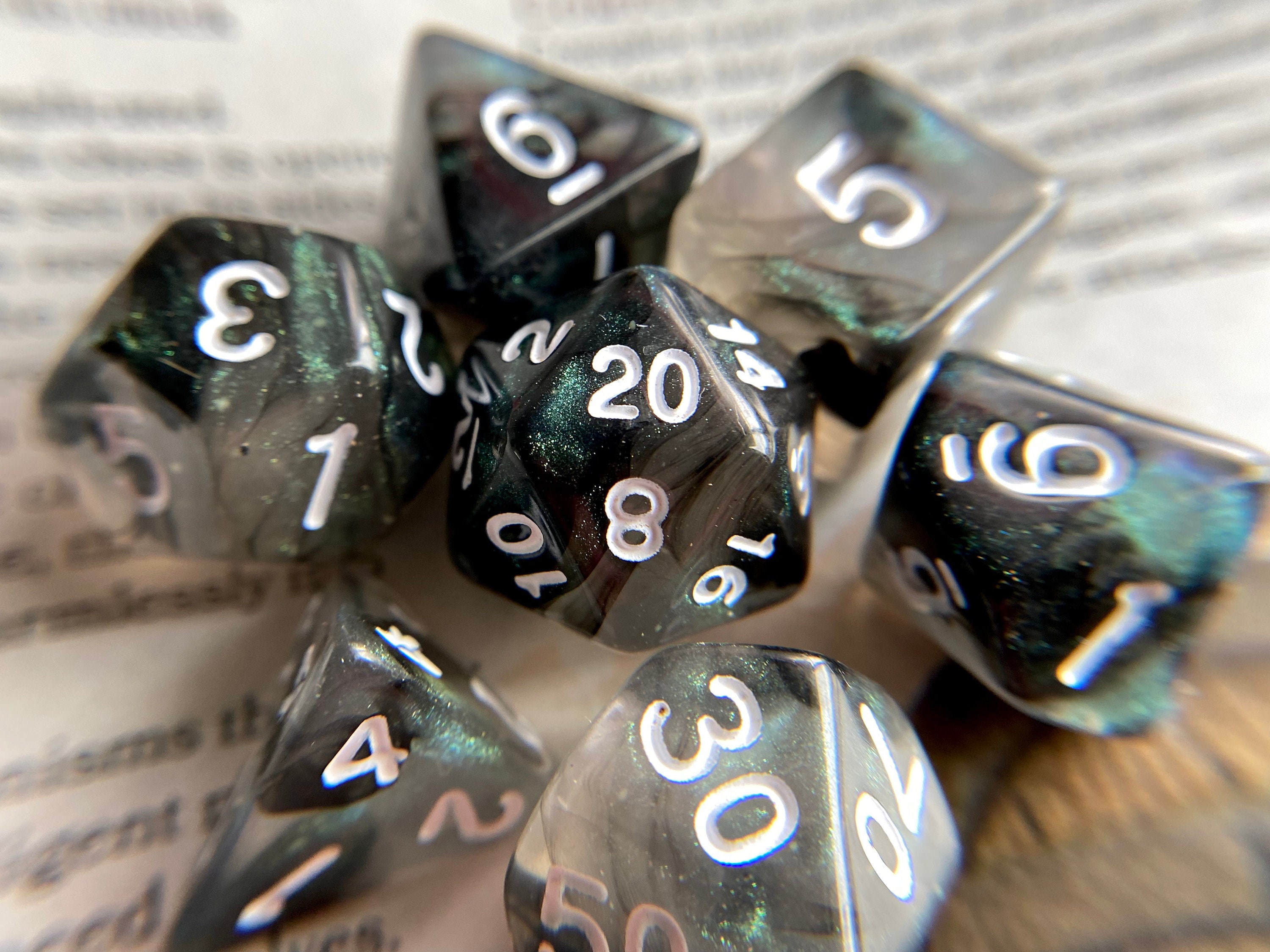 Fog Dnd dice set for Dungeons and Dragons d20, Polyhedral dice set for