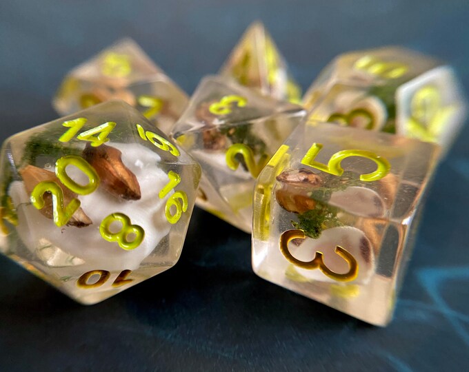 DRUID RITUAL Dnd dice set 4 dungeons and dragons, d20 polyhedral 7 piece dice set - nature theme dice - ocean dice - pirate dice