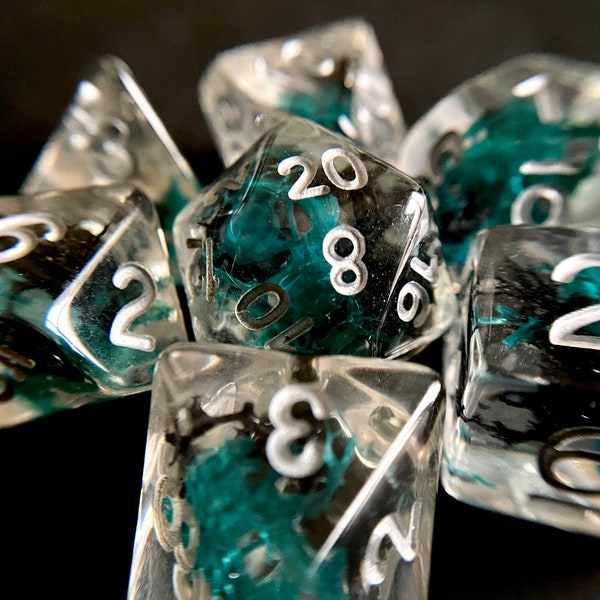 Moon MOSS DNd Dice set, TTrpg dice, d20 Polyhedral dice set -for Tabletop Games Dungeons and Dragons,  druid forest moon stars