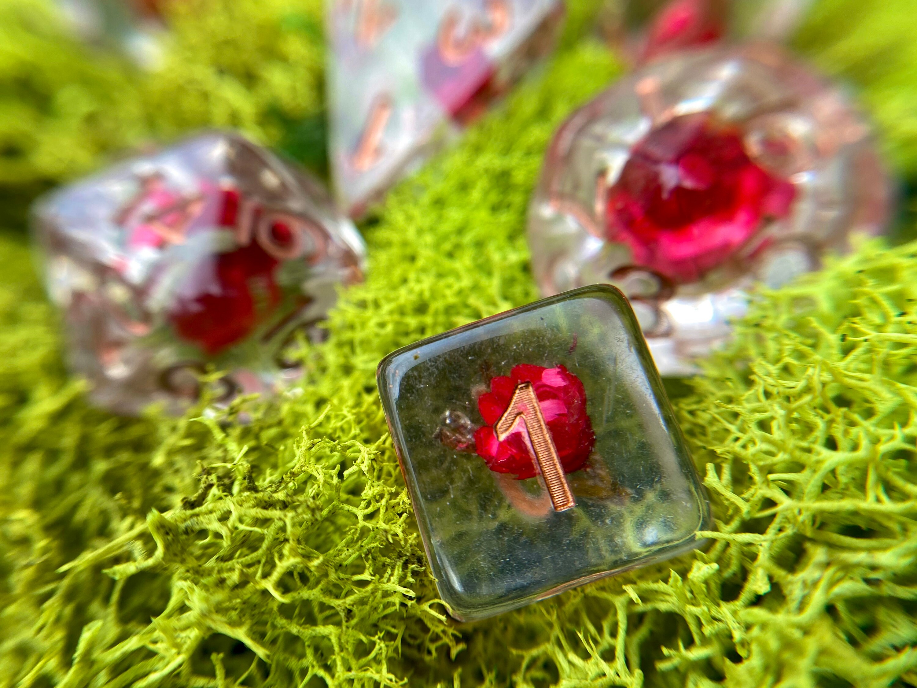 Rose Bud dnd dice set, Rose dice, flower dice, game dice set for