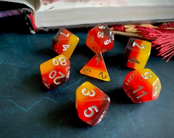 BLAZE dnd dice set for Dungeons and Dragons TTRPG, Polyhedral dice set for d20 Role playing games