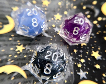 LIQUID CORE d20 dnd dice - Dungeons and Dragons dice - liquid swirling sparkle d20 ttrpg rpg tabletop gaming -  critical role