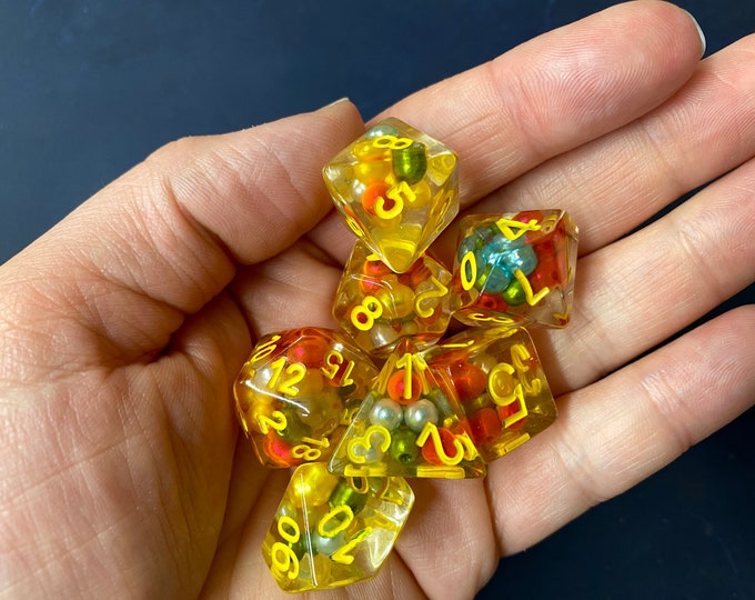 BEAD Dnd Dice Set for Dungeons and Dragons. Polyhedral Dice for Tabletop Role Playing Games. D20 DIce