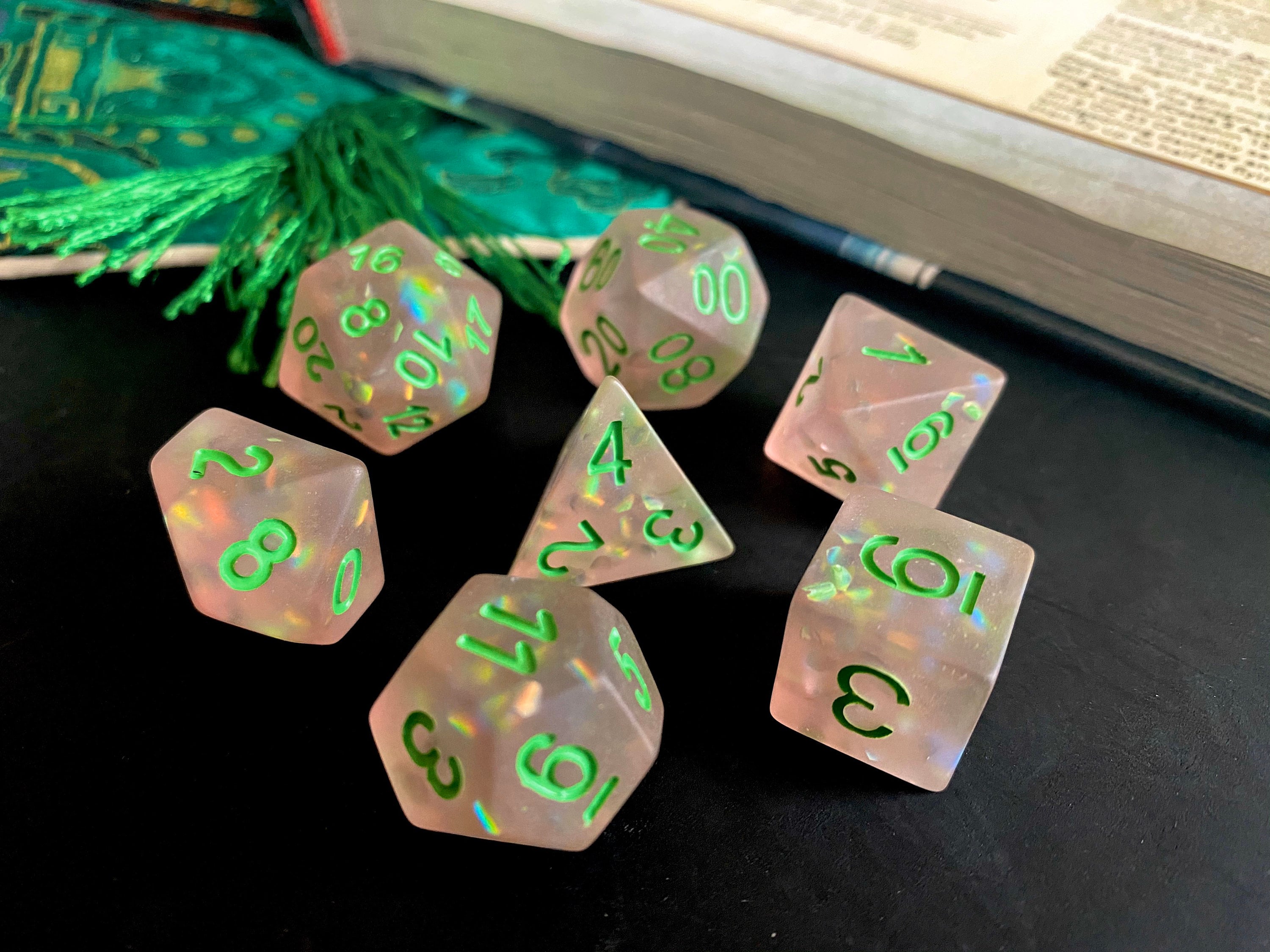 Green Dragon Dnd dice set for Dungeons and Dragons TTrpg, POlyhedral