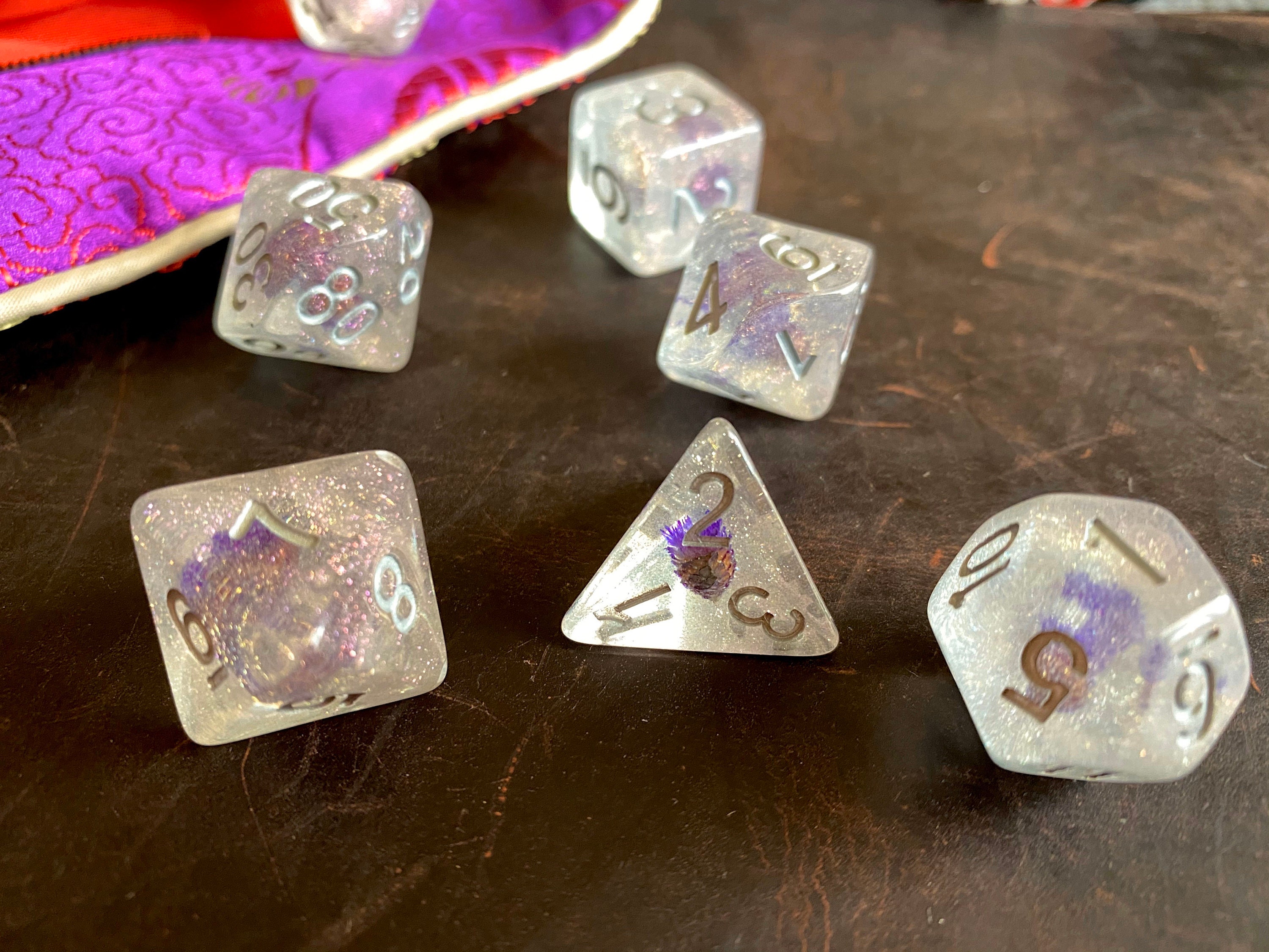 Veiled FLower DNd DIce SEt for DUngeons And DRagoNs TTrpg, POlyhedral
