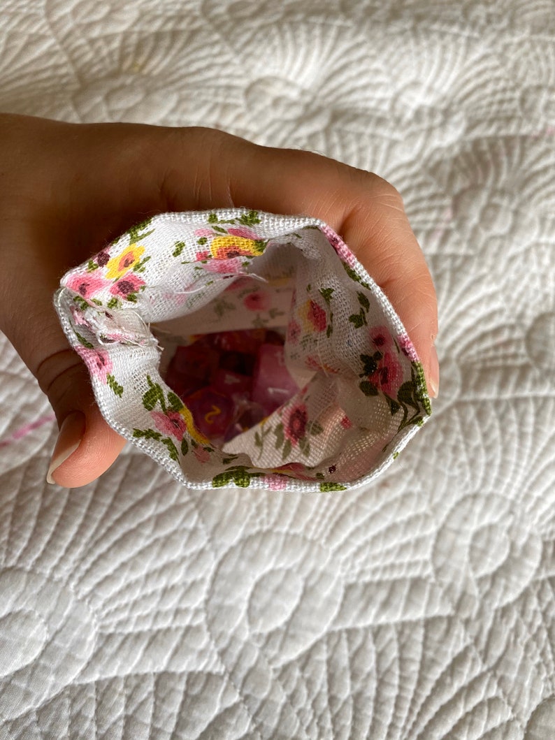 Pink Floral Print Dnd Dice Bag Rpg Polyhedral Dice Bag Etsy