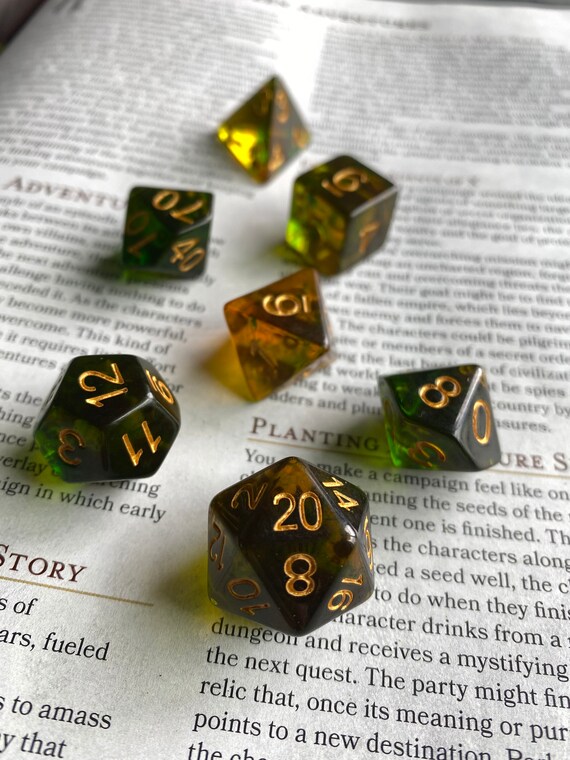 Swamp Hydra Dice Set Polyhedral DND Dungeons and Dragons Pathfinder 