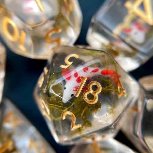 Koi Fish dnd dice set - critical role polyhedral dice set - tabletop gaming dice - Asian inspired Dungeons and Dragons dice -