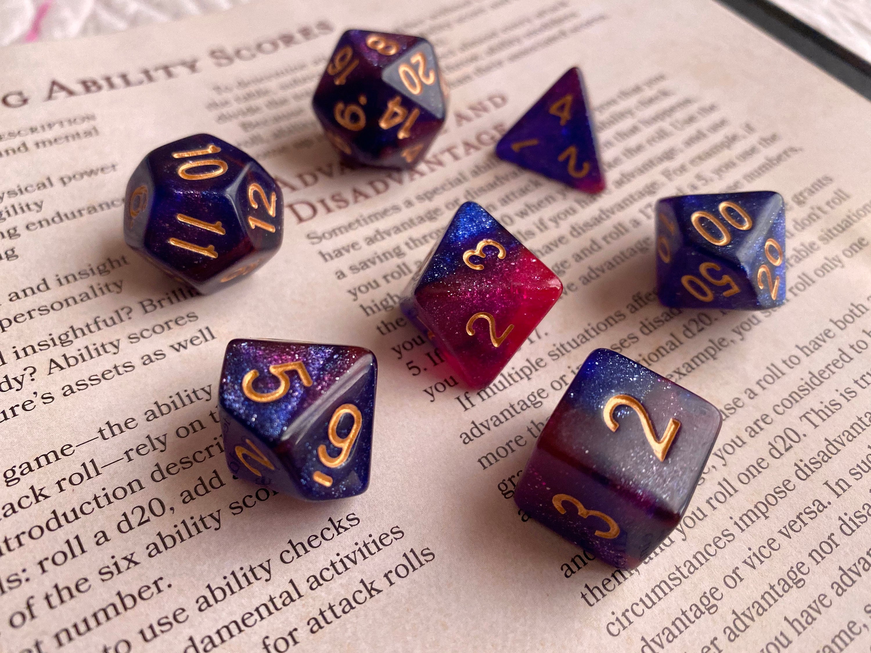 and gold number Dice dnd set Metal dice set for Dungeons &dragons-purpl...