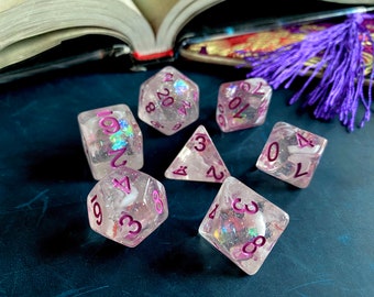 VIOLET FROST DnD Dice Set for Dungeons and Dragons TTrpg, Polyhedral Dice Set 4 d20 Tabletop Role playing Games