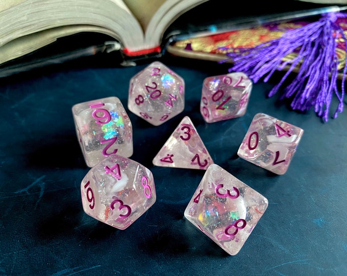 VIOLET FROST DnD Dice Set for Dungeons and Dragons TTrpg, Polyhedral Dice Set 4 d20 Tabletop Role playing Games