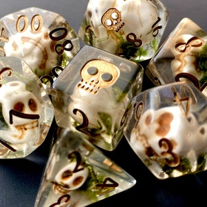 UNDEAD Bones dnd Dice set SKULL polyhedral dice set 4 Dungeons and Dragons - Dnd gifts Dungeon Master