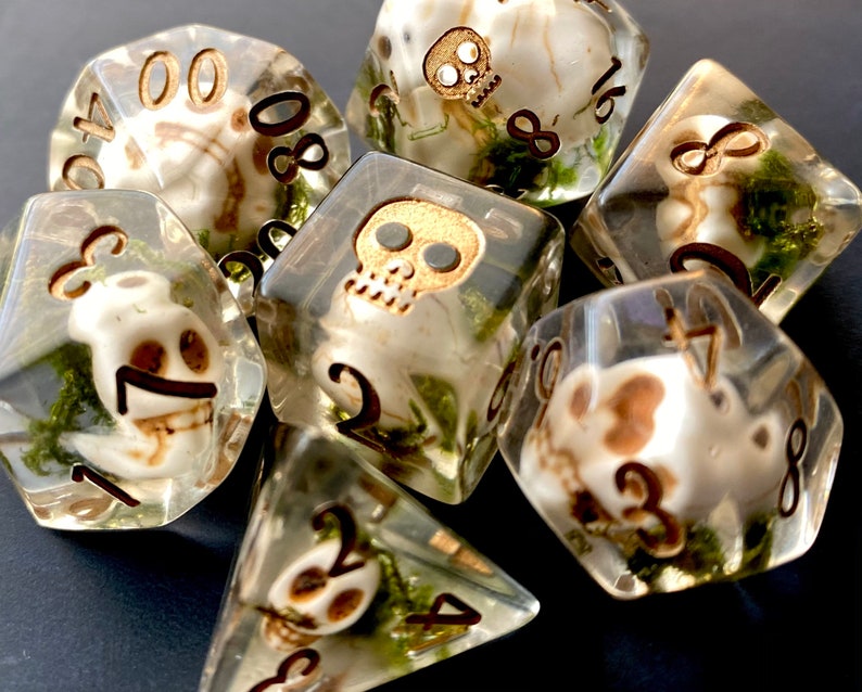 UNDEAD Bones dnd Dice set SKULL polyhedral dice set 4 Dungeons and Dragons - Dnd gifts Dungeon Master 