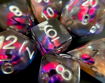 Eye DnD dice set for Dungeons and Dragons TTRPG, Polyhedral dice set with Holigraphic Eyes Eyeballs Inside!