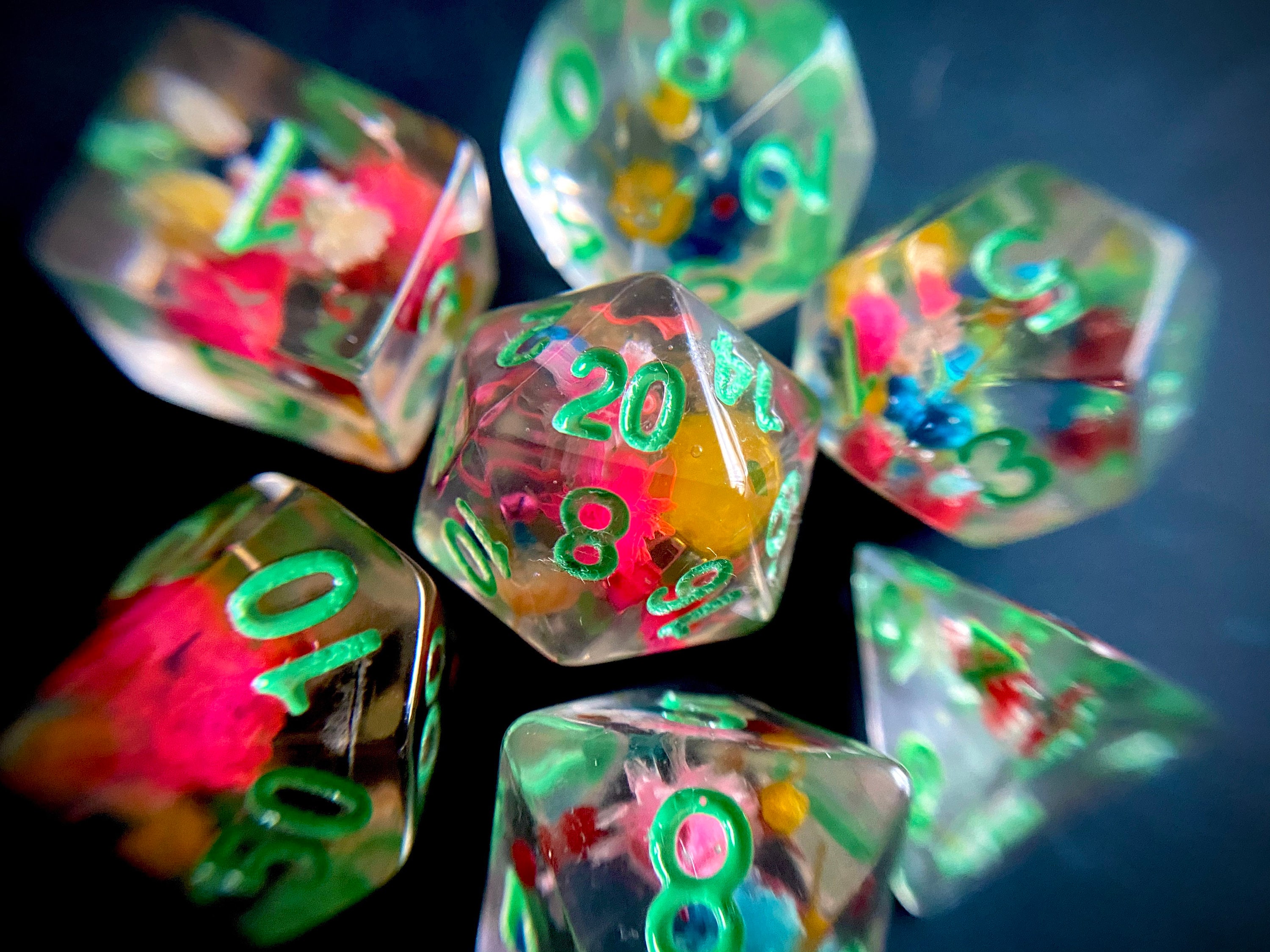 FLower Lei Dnd dice set Flower Dice d20 Polyhedral dice set Etsy