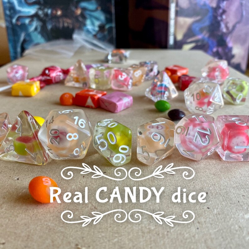 REal CAndy Dnd DIce SEt CUriosly DElicious POlyhedral DIce Etsy