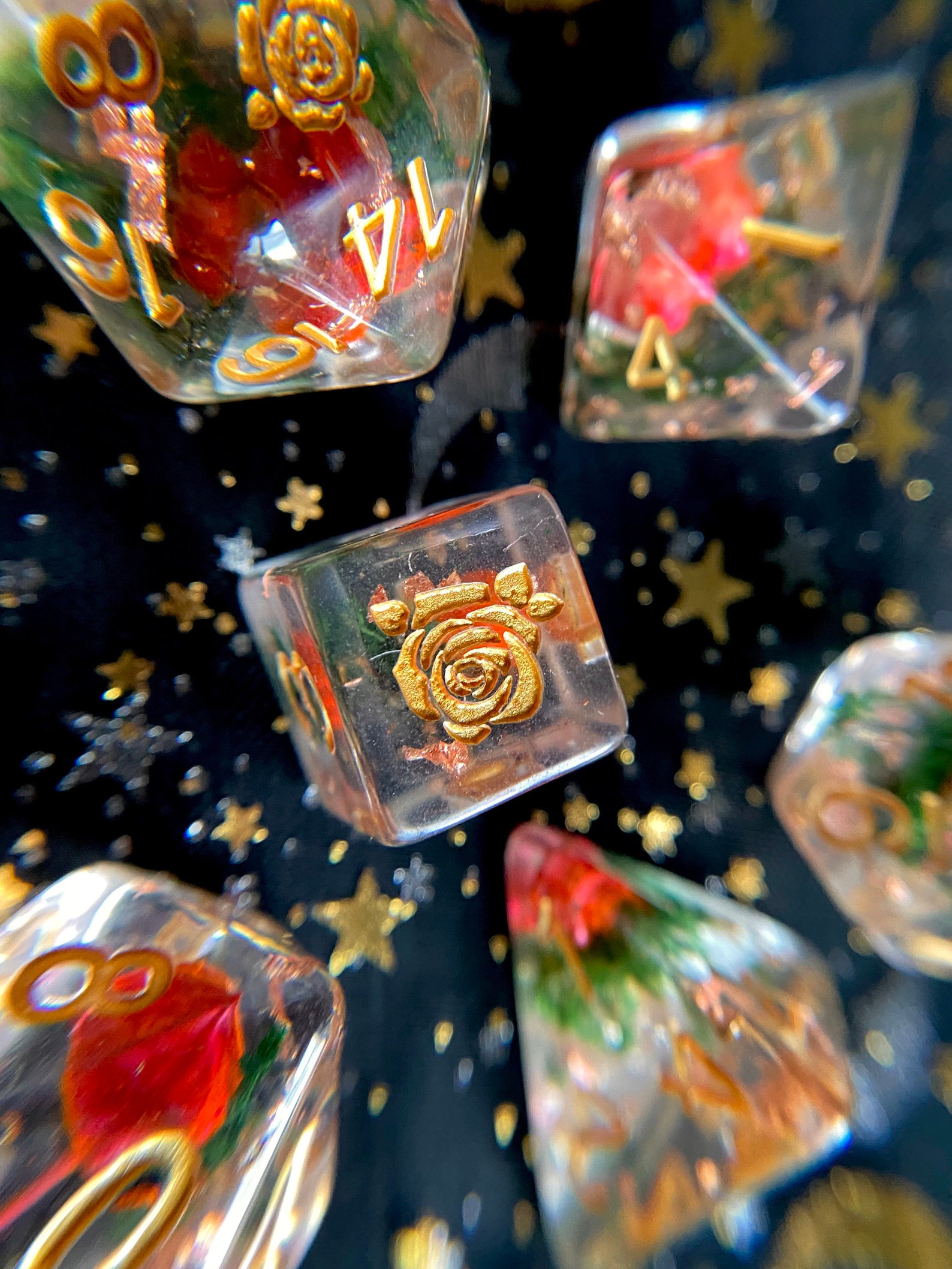 Rose Bud Dnd Dice Set Rose Dice Flower Dice Game Dice Set Etsy