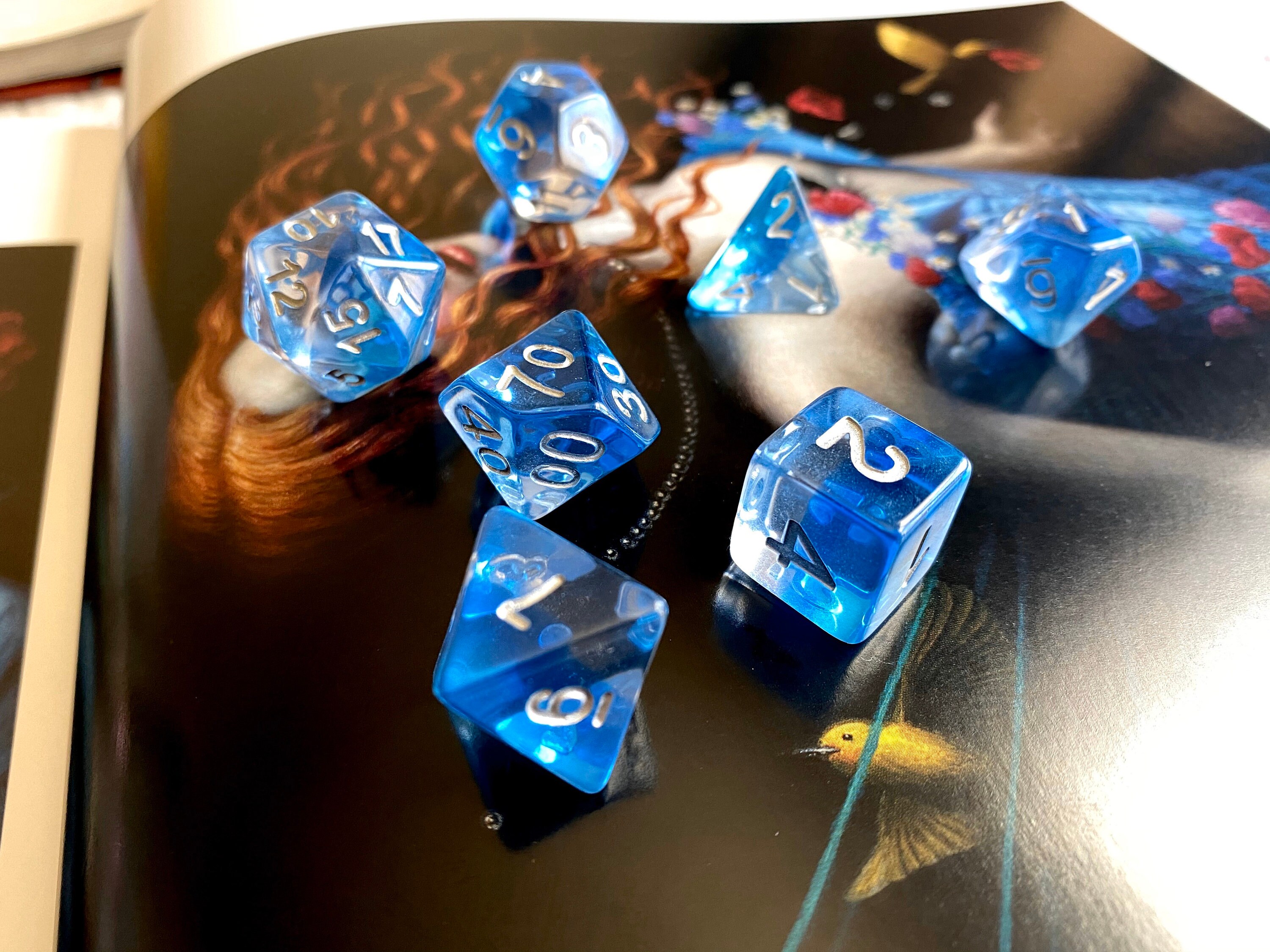 WATER DROP DNd DIce SEt FOr DUngeons ANd DRagons RPg, POlyhedral DIce