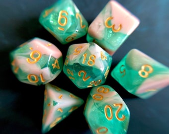 Sandy Shores dnd dice set for Dungeons and Dragons. d20 Polyhedral dice set for nature lovers