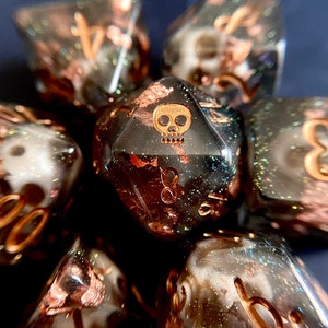 Davey Jones Locker Dnd dice set | d20 Polyhedral dice set | Dungeons and Dragons dice-Critical Role Pirate skull Dice