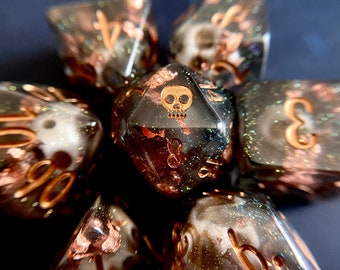 Davey Jones Dnd dice set, d20 Polyhedral dice set - Dungeons and Dragons dice- Pirate skull Dice