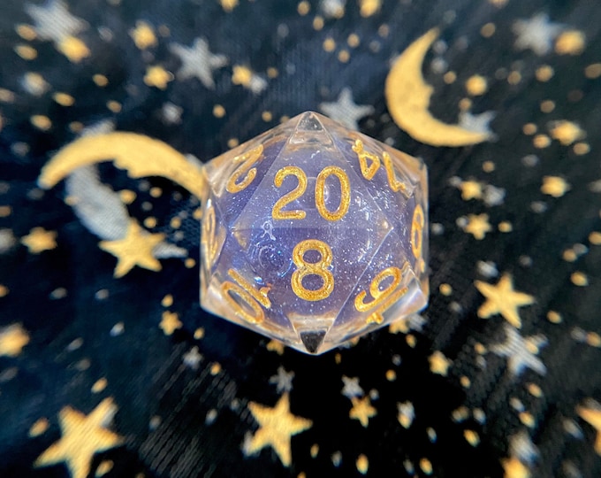 LIQUID CORE d20 dnd dice - Golden Moments -Dungeons and Dragons dice - liquid d20 dungeon master -  critical role