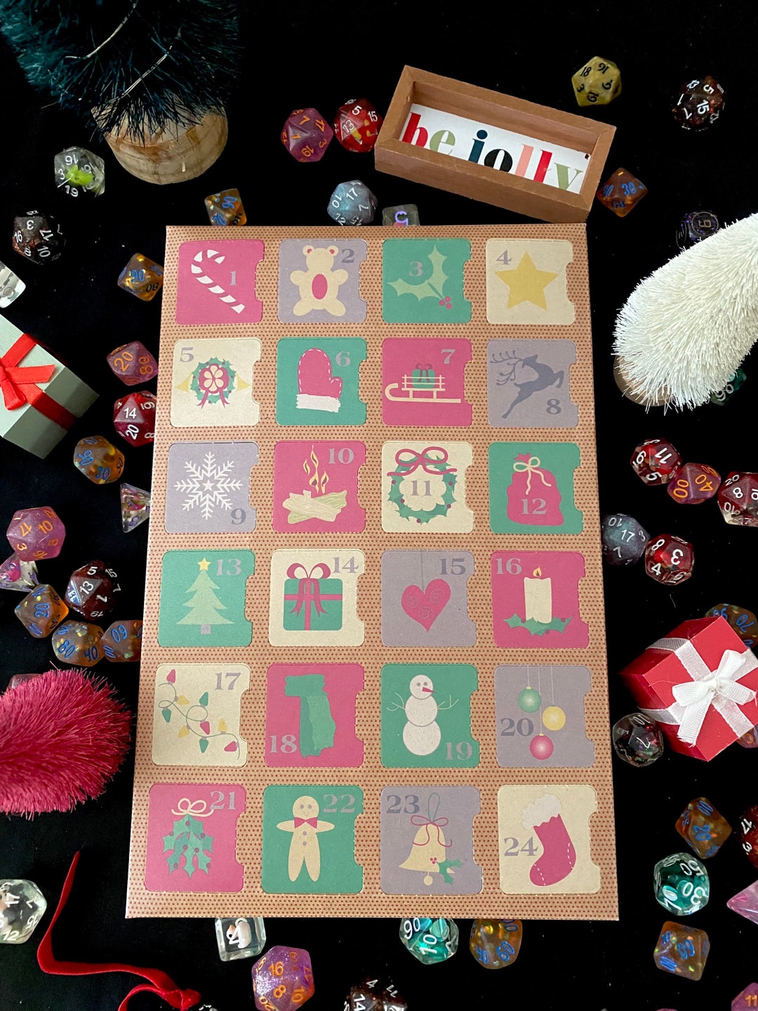 Dice Advent Calendar, Countdown to Christmas Dice, Polyhedral Random