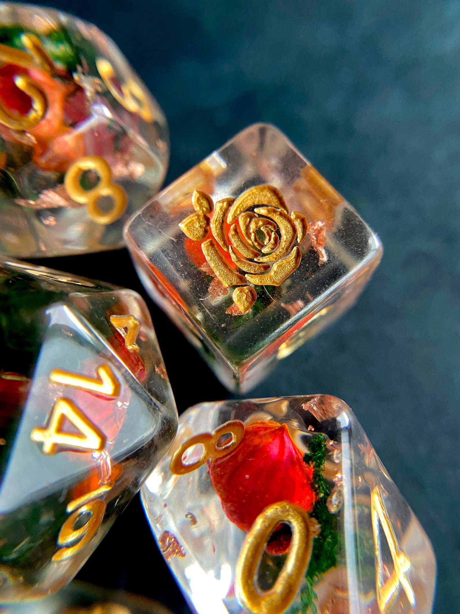 Rose Bud Dnd Dice Set Rose Dice Flower Dice Game Dice Set Etsy