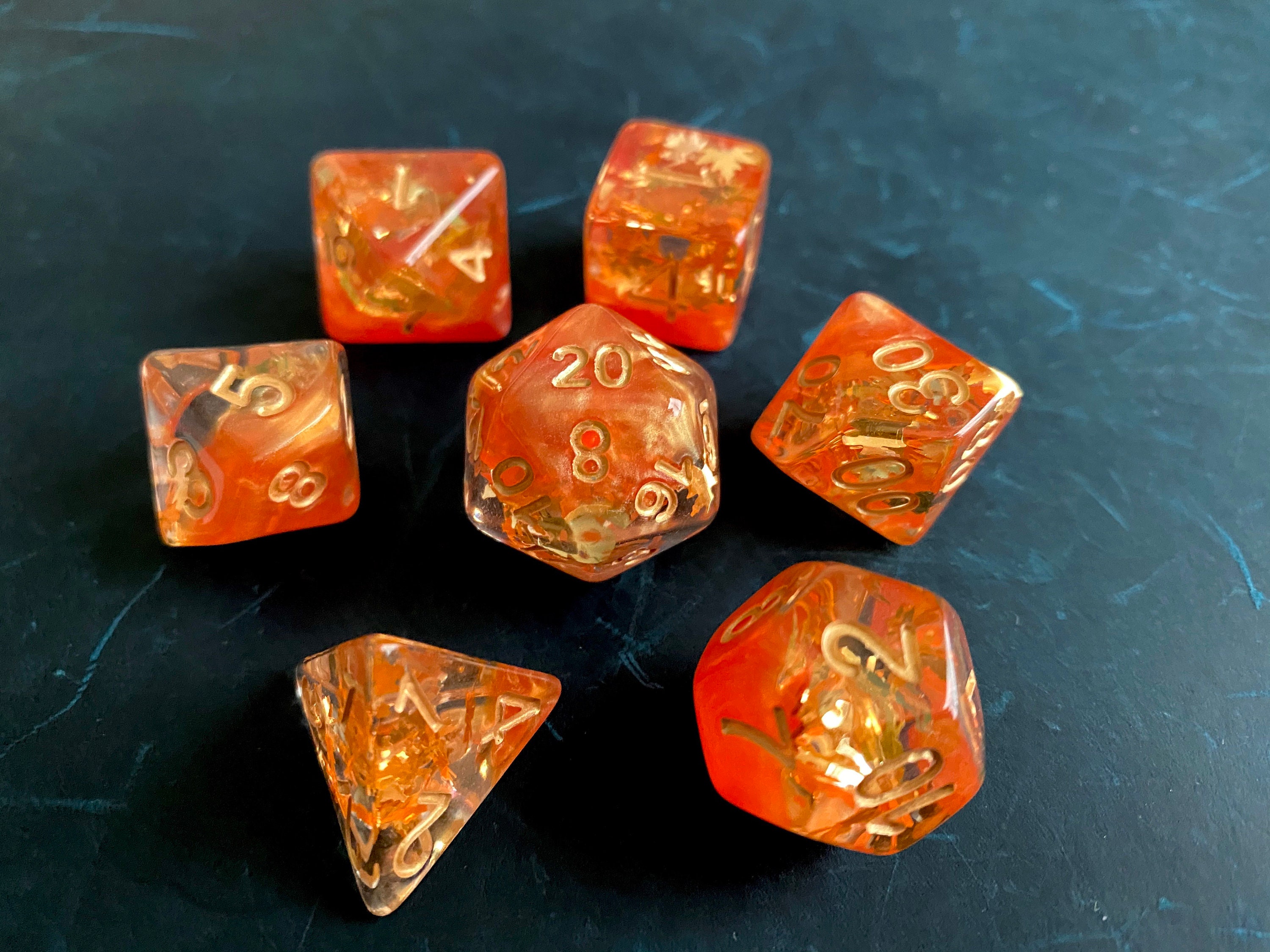 Autumn LEAVES Dnd DIce Set for Dungeons and DRagons TT RPg, d20