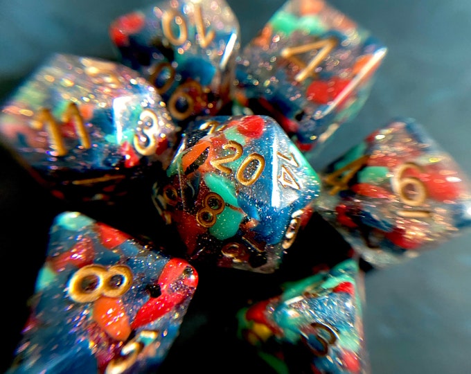 Goblin BREW Dnd Dice Set for Dungeons and Dragons RPG, Polyhedral Dice Set for Pathfinder TTRPG - Recycled Resin Chips