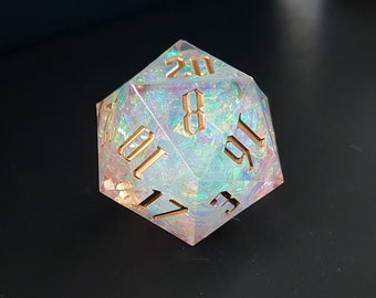 Celestial Shard Handmade Sharp Edge 35mm Jumbo D20 for Pathfinder, Dungeons and Dragons, TTRPG's