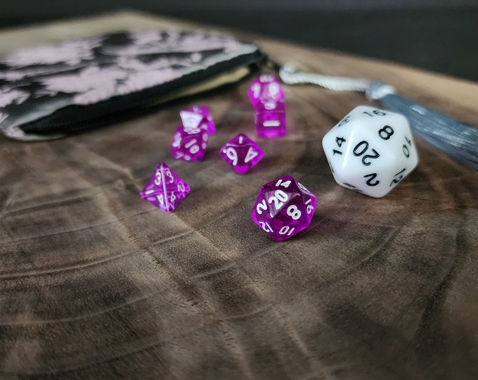 Mini Purple Dice - miniature Dnd dice set 4 Dungeons and Dragons, tiny cute small critical role dice