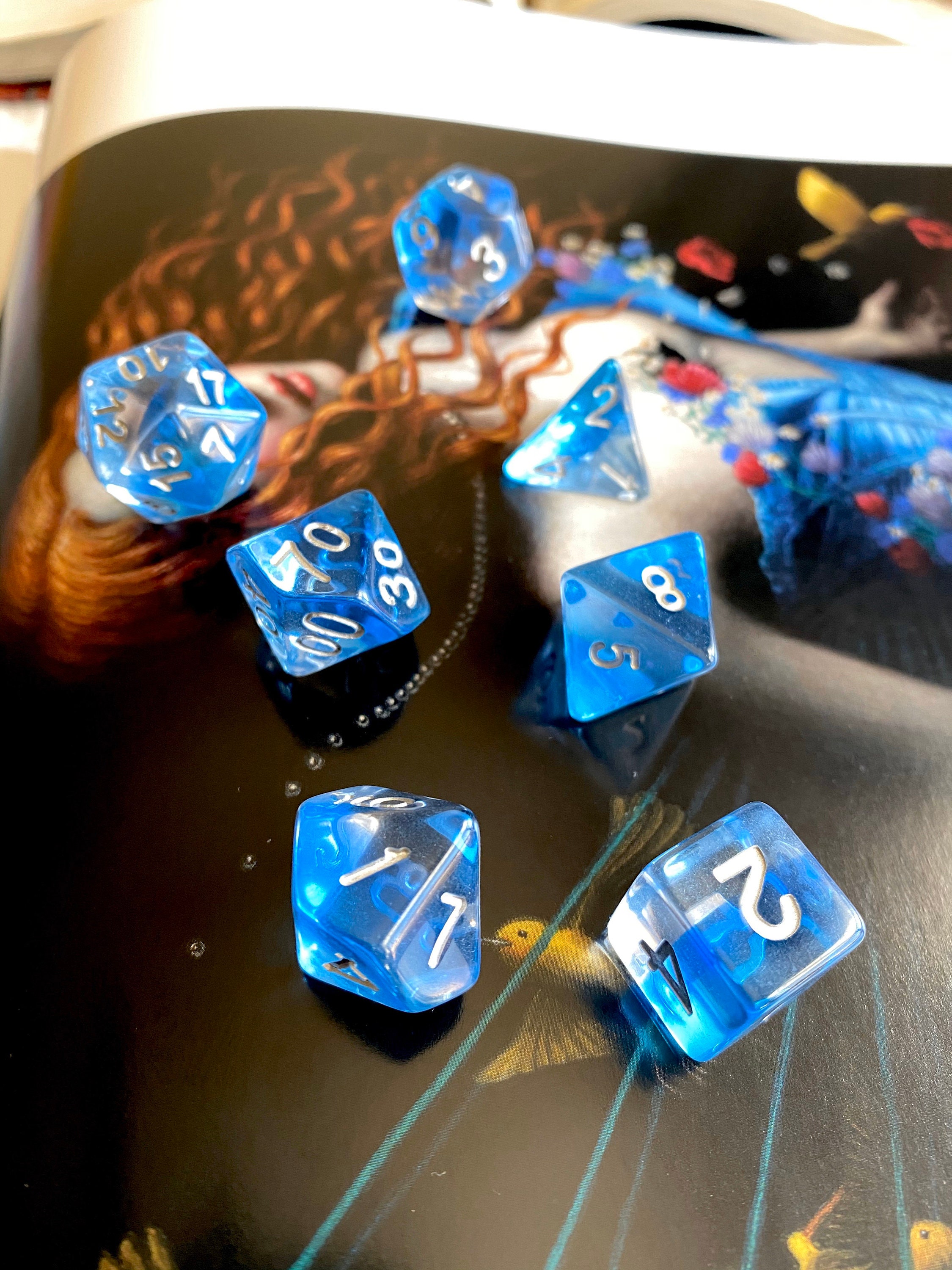 WATER DROP DNd DIce SEt FOr DUngeons ANd DRagons RPg, POlyhedral DIce