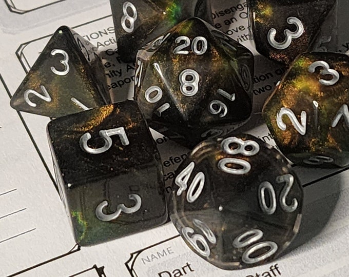 Cosmic Array Dnd Dice Set for Dungeons and Dragons TTrpG, d20 Rpg tabletop gaming - super shimmery!